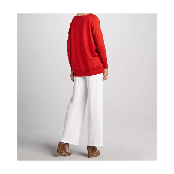 Eileen Fisher Sweater Women XS Red Hi Lo Minimalist Merino Wool Oversized Top - Picture 6 of 6